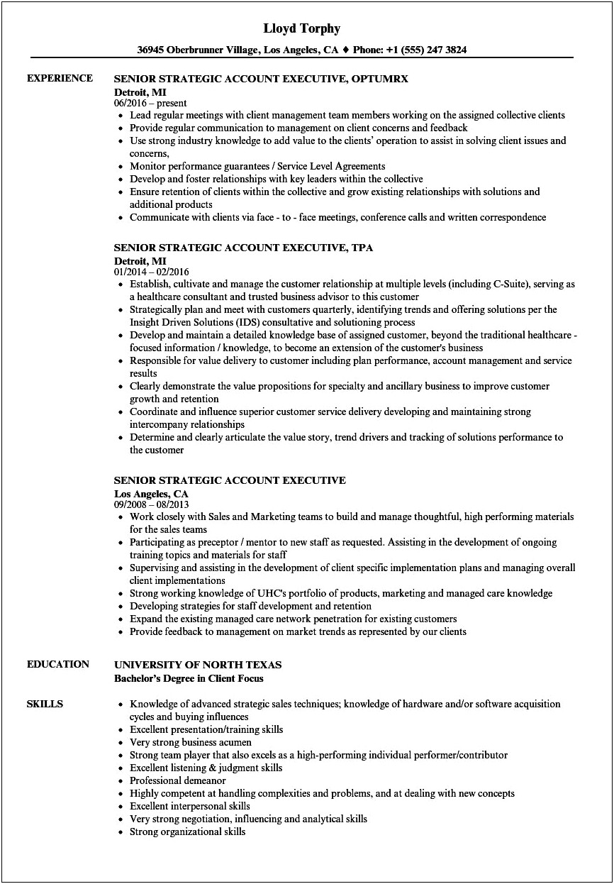 Senior Account Manager Resume Examples