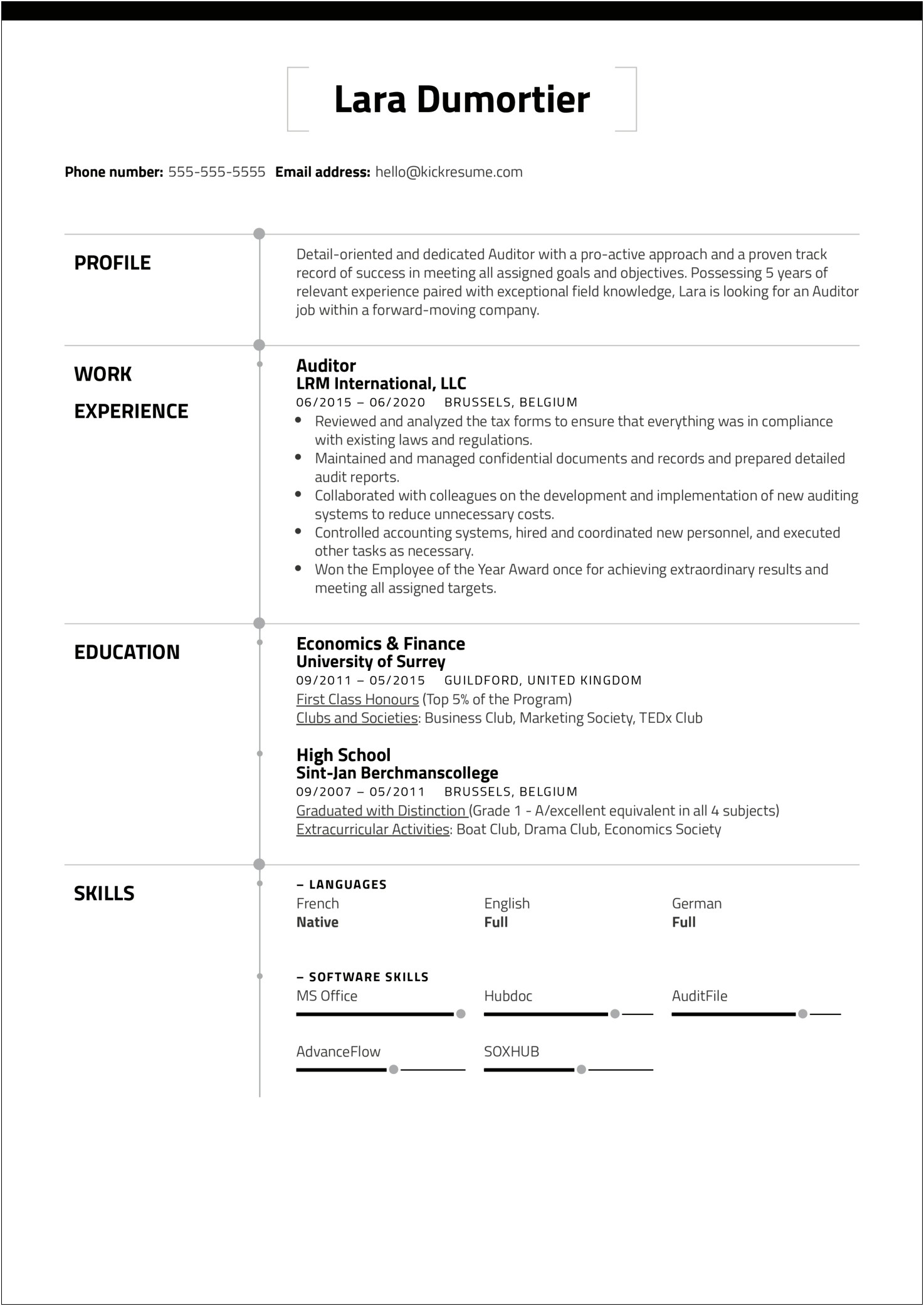 Senior External Auditor Resume Sample