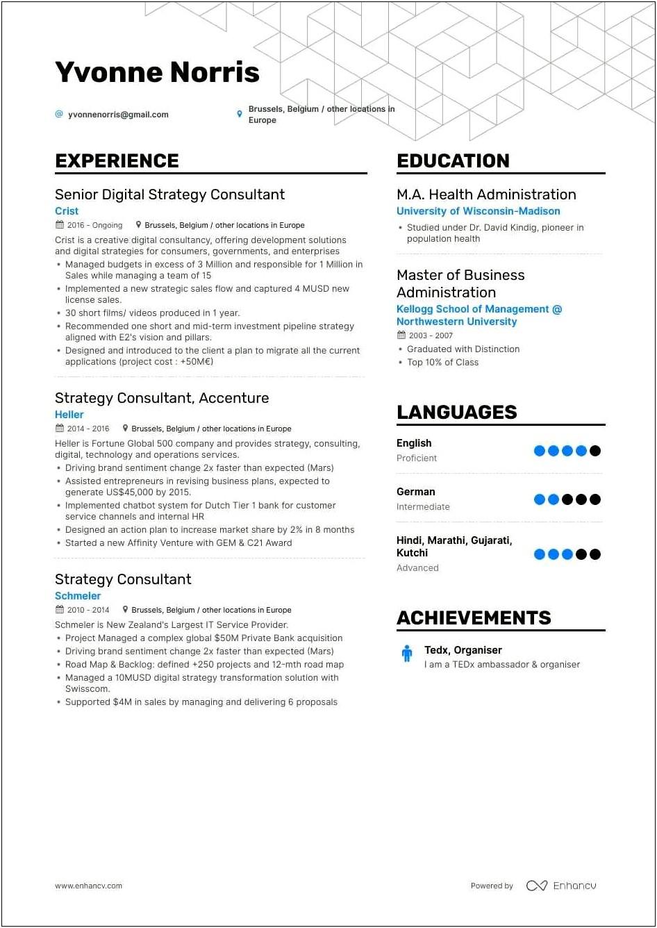 Senior It Consultant Resume Sample
