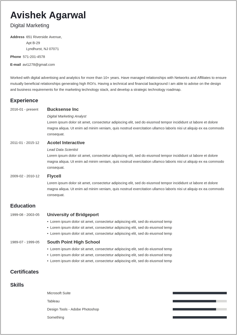 Seo Sem Specialist Resume Example