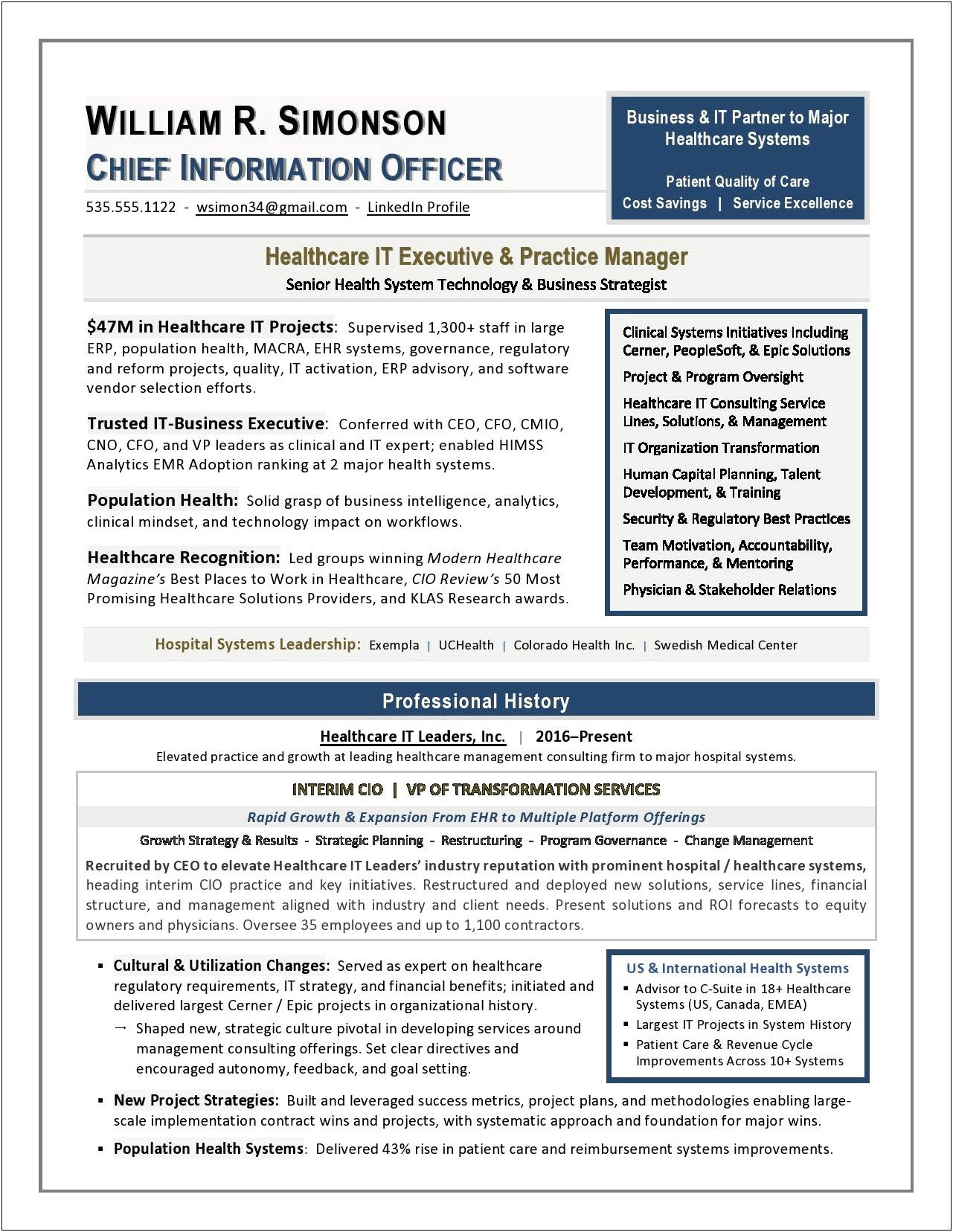 Services Practice Director Sample Resume
