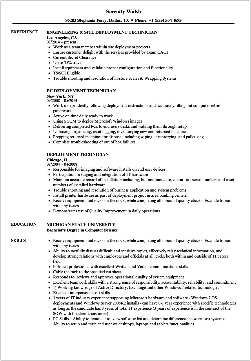 Setting Up Computers Resume Skill