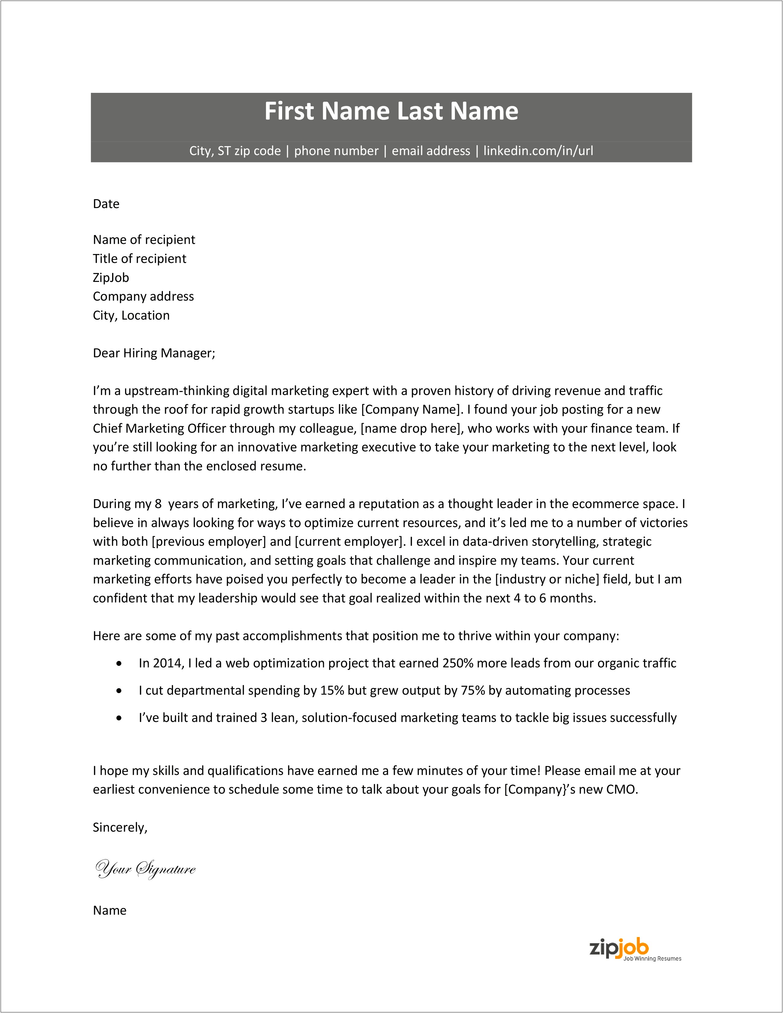 Show Resume Cover Letter Example
