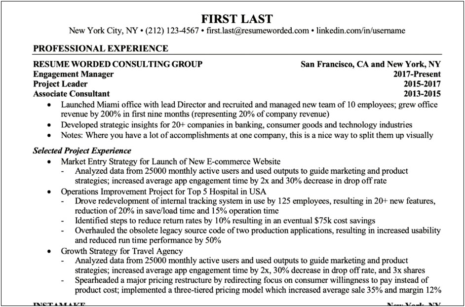Showing Promotions On Resume Example