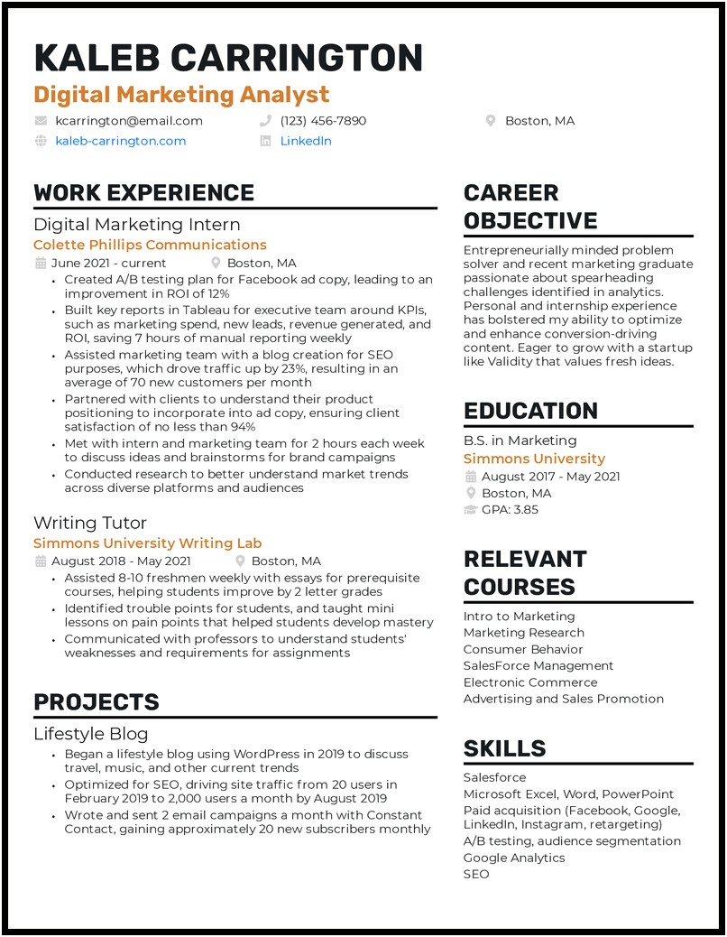 Sillicon Valley Marketing Resume Examples