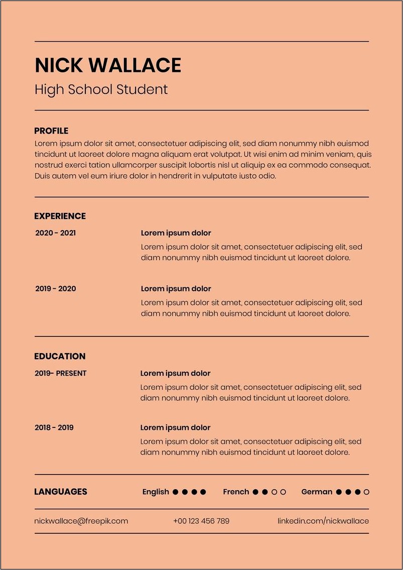 Simple High School Resume Sample