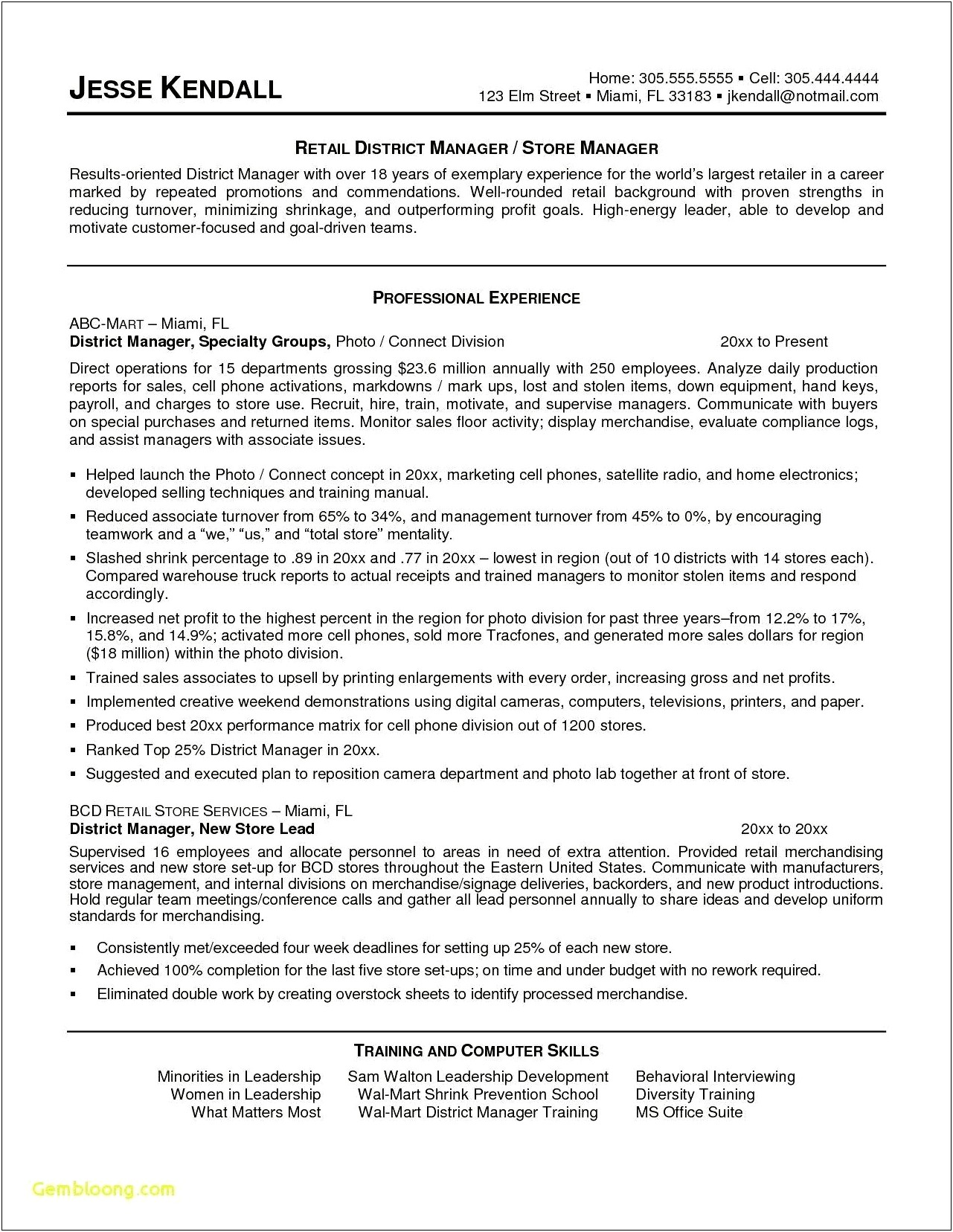 Simple Resume Objective For Retail