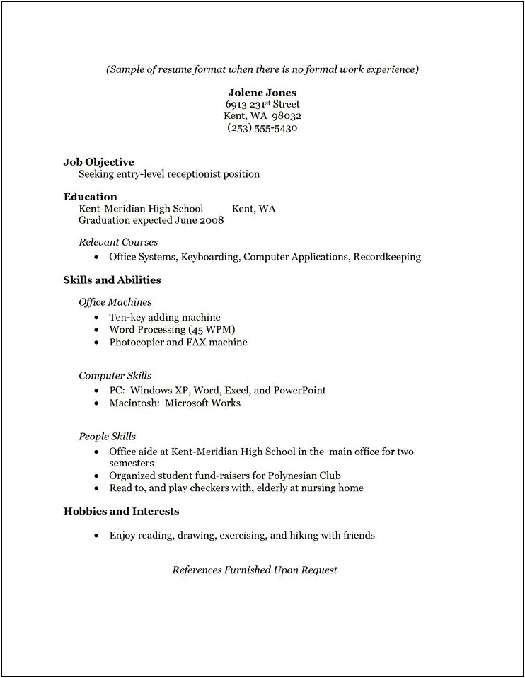 Simplest Resume With No Objective
