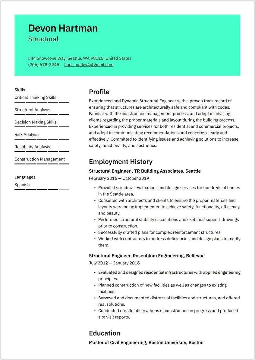 Site Relibility Engineer Resume Example