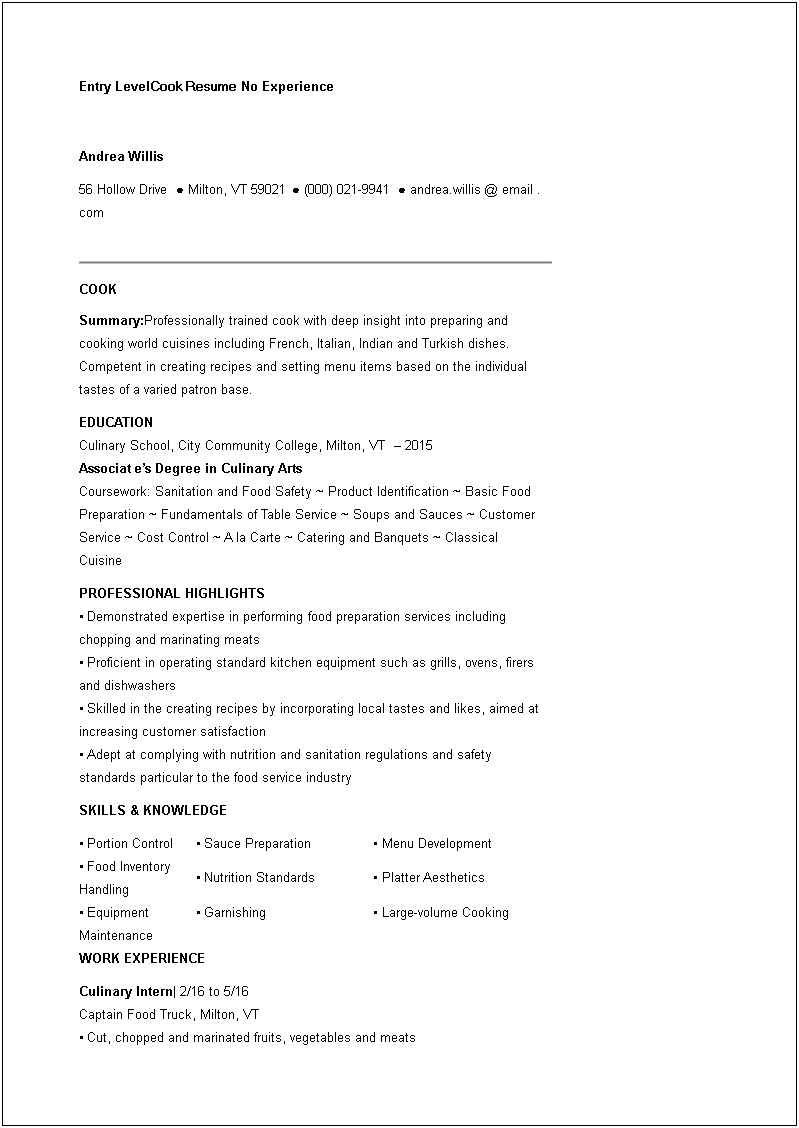 Skill For Line Cook Resume