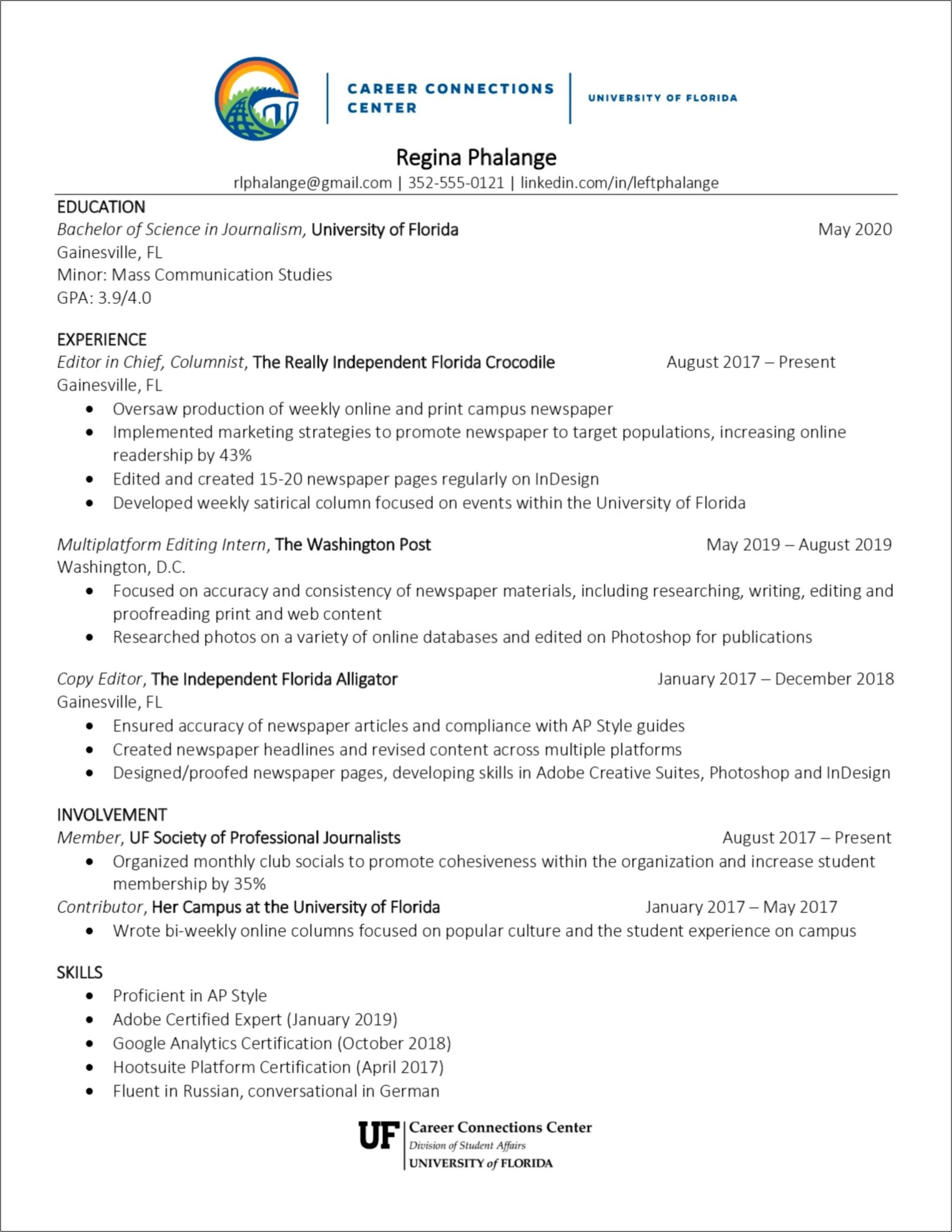 Skills And Abilities College Resume