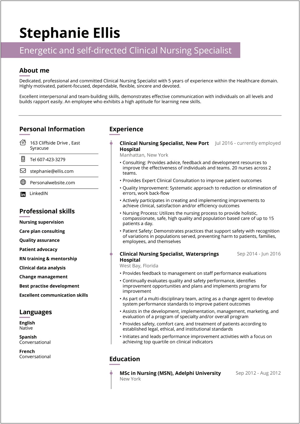 Skills And Abilities Resume Template