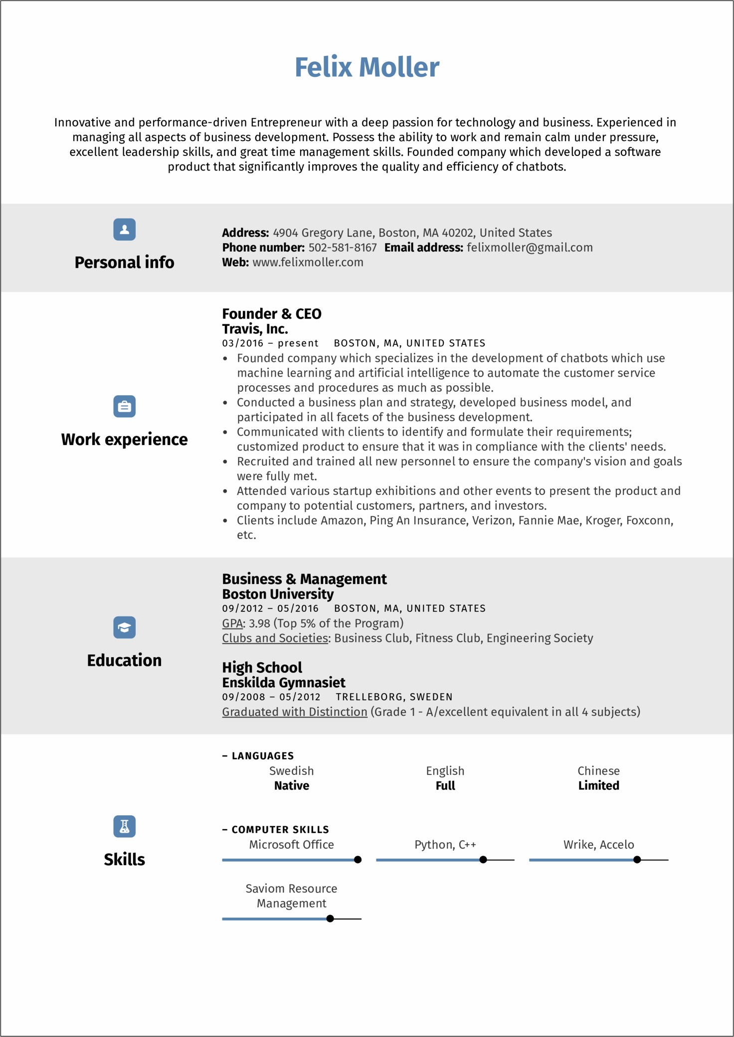 Skills And Experience Resume Format