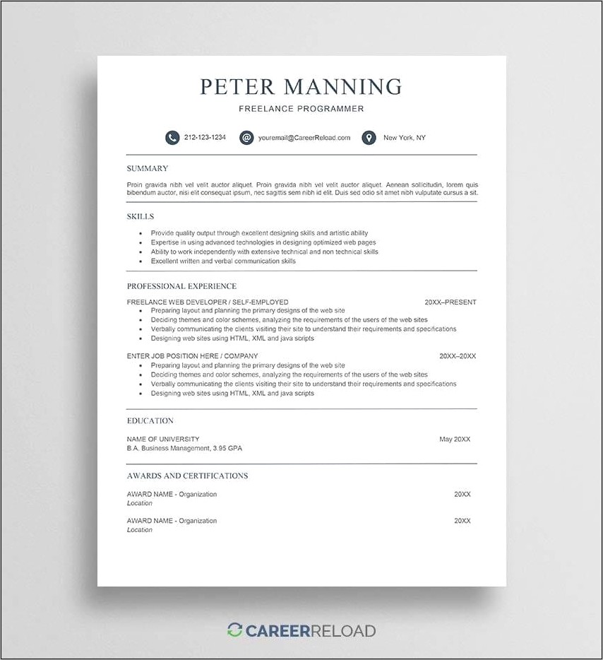 Skills Based Resume 2 Pages