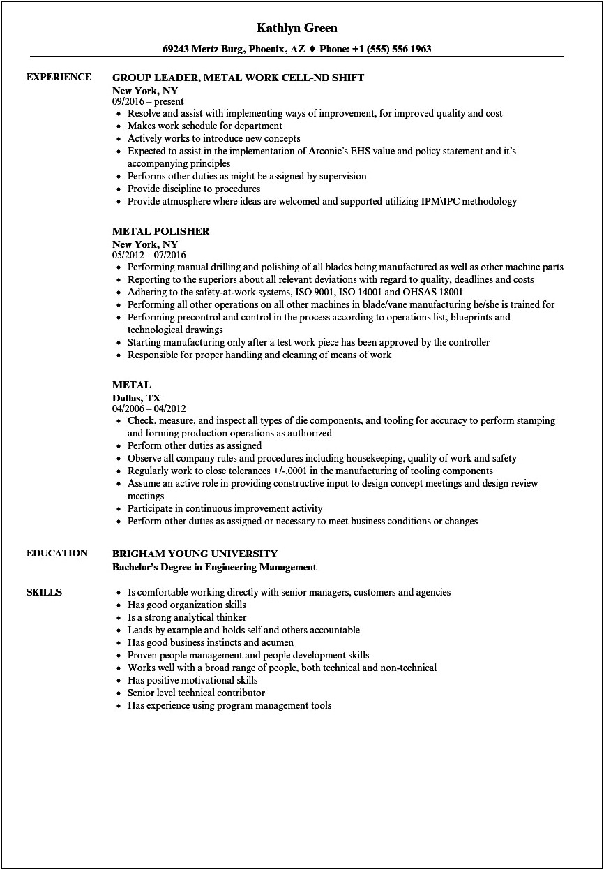 Skills For A Crafter Resume
