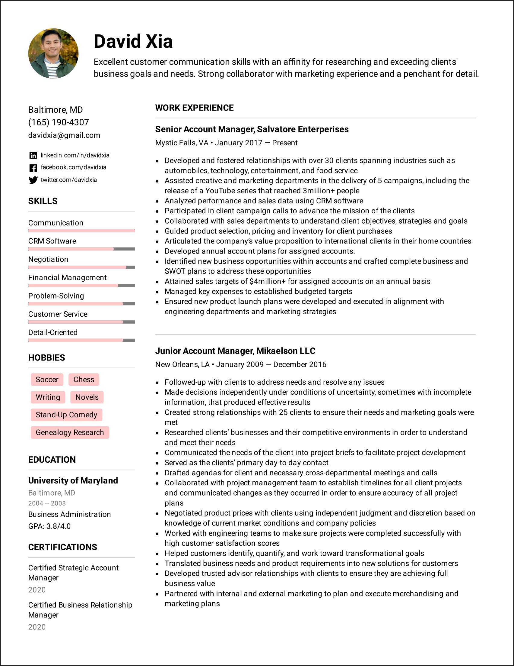 Skills For A Manager Resume