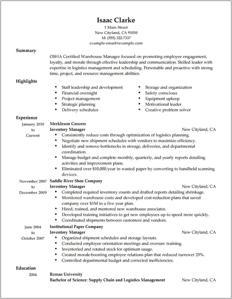 Skills For A Resume Inventory