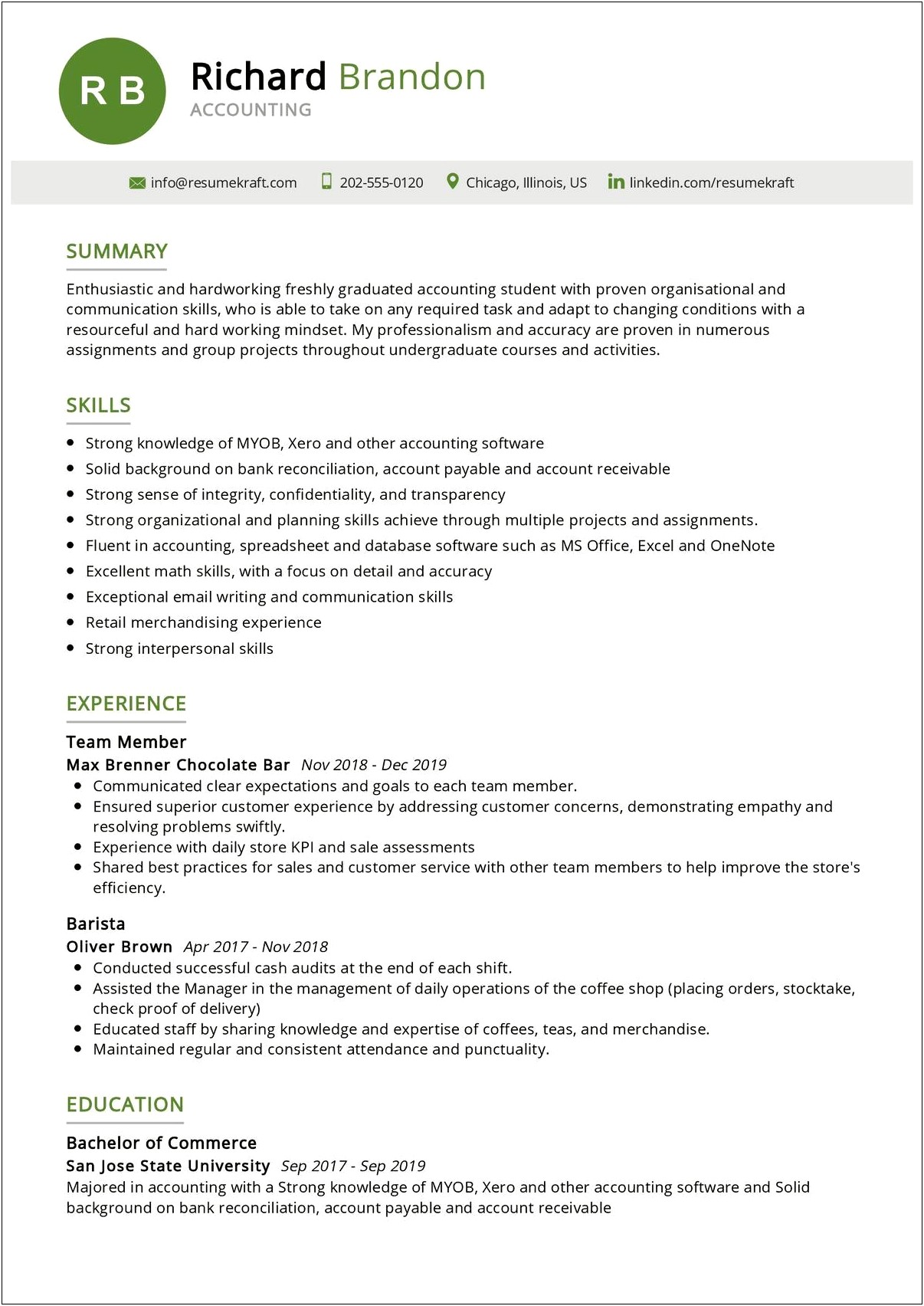 Skills For Accounting Student Resume