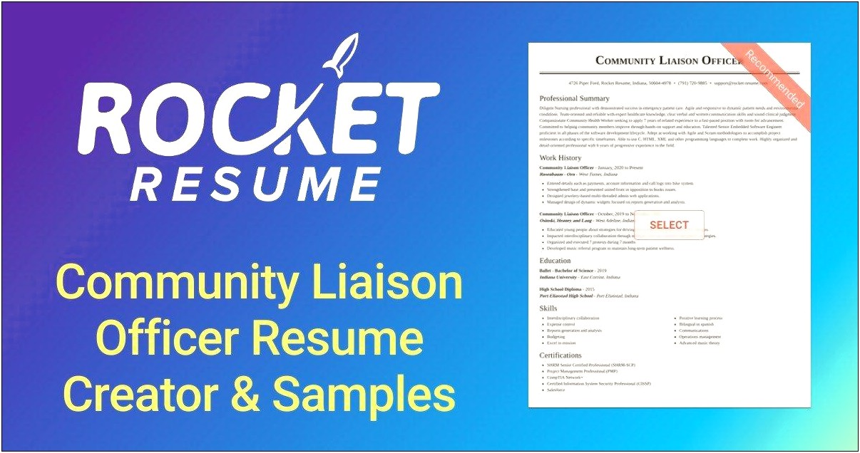 Skills For Community Liasons Resume