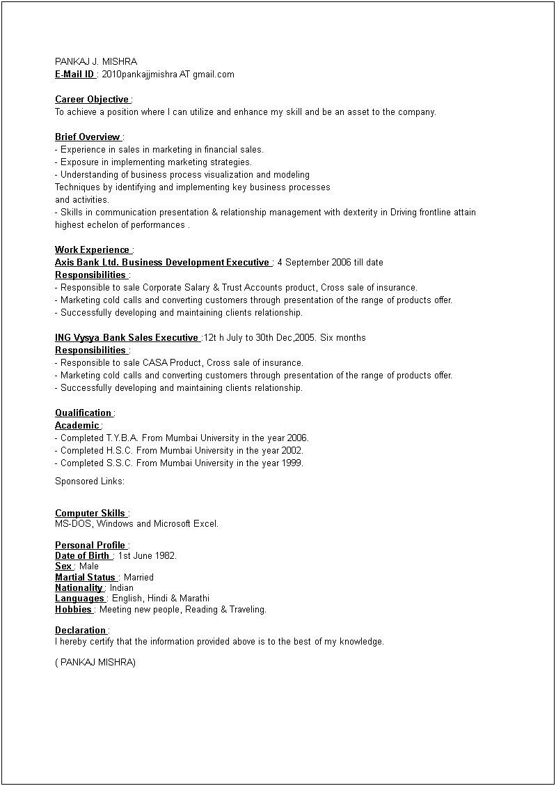 Skills For Sales Executive Resume