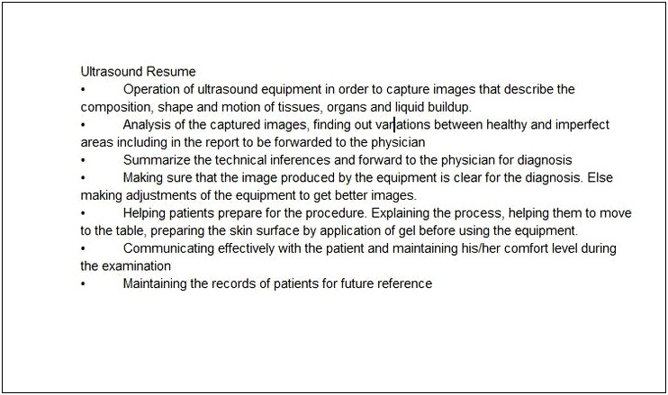 Skills For Ultrasound Technician Resume