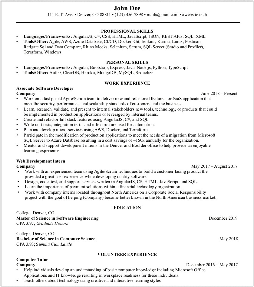 Skills In Software On Resume