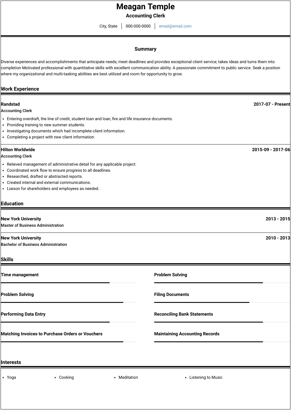 Skills Needed For Accounting Resume