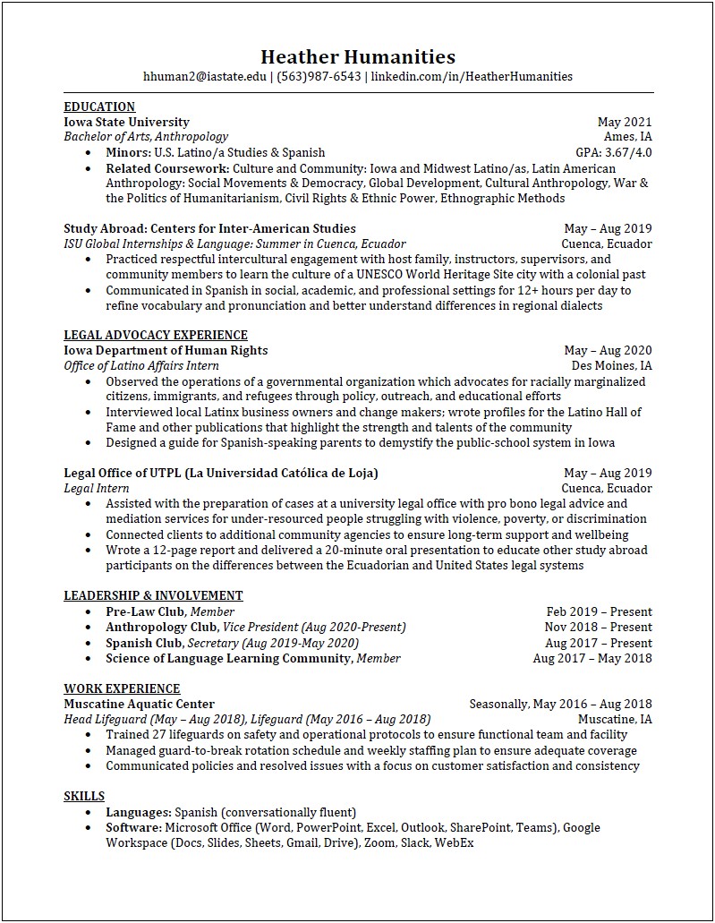 Skills Political Science Postgraduate Resume