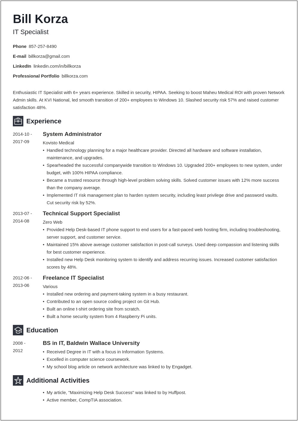 Skills Profile For A Resume