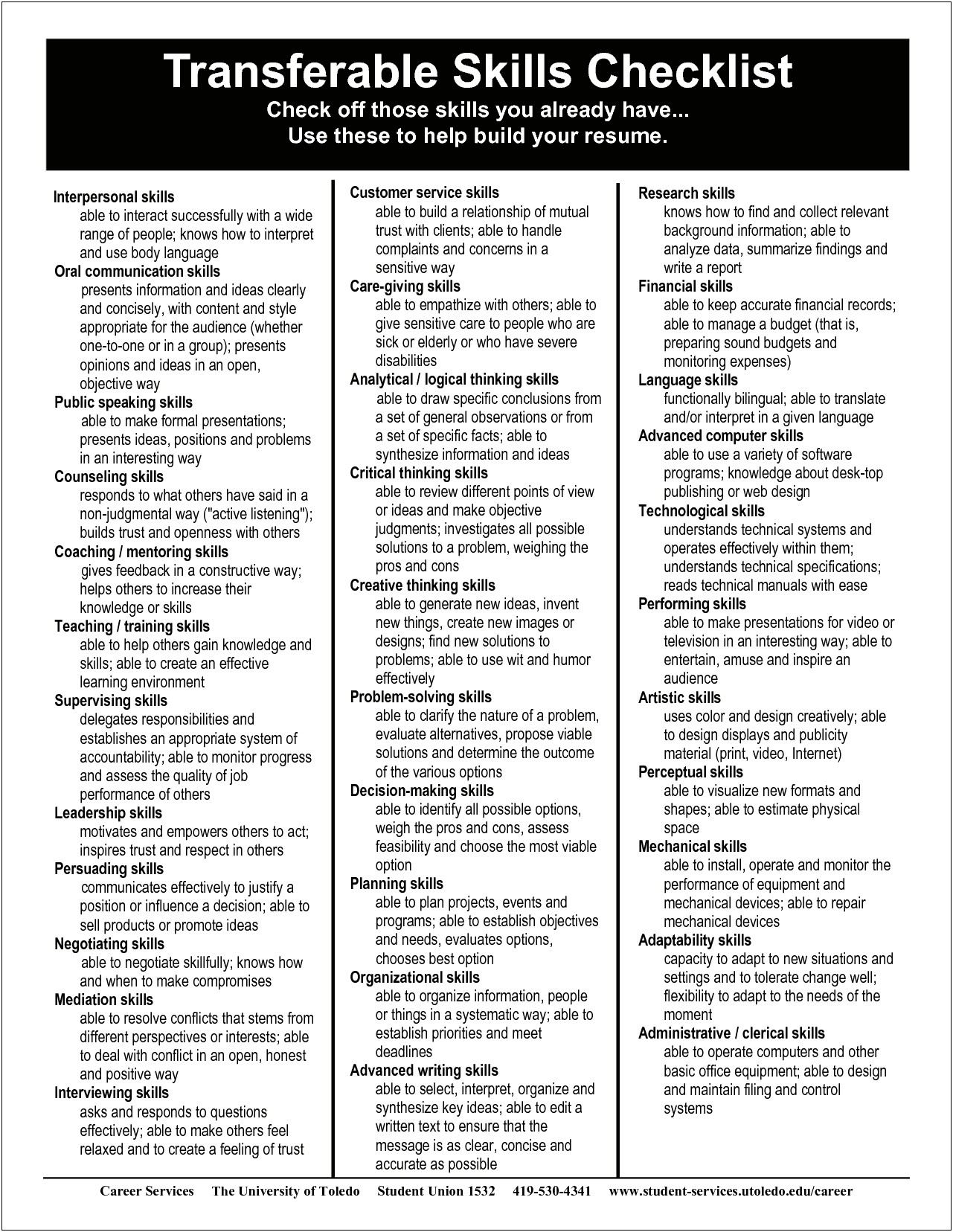 Skills Section For A Resume