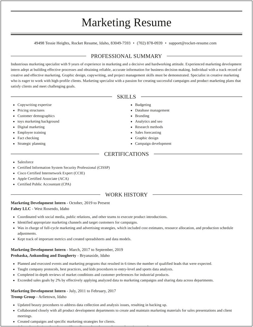 Skills Summary For Resume Sample