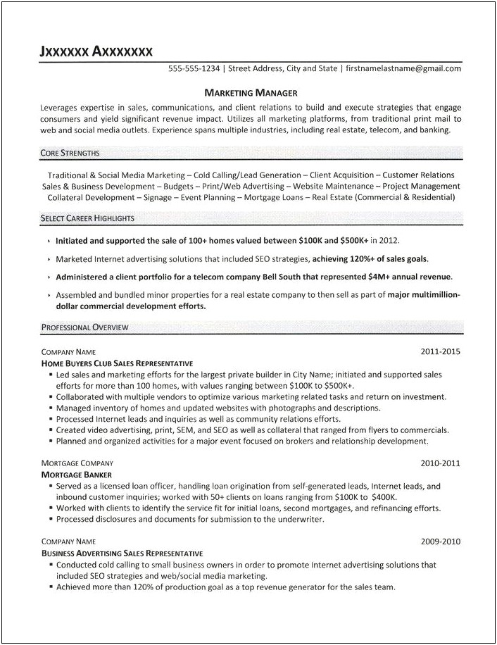 Small Business Manager Resume Example