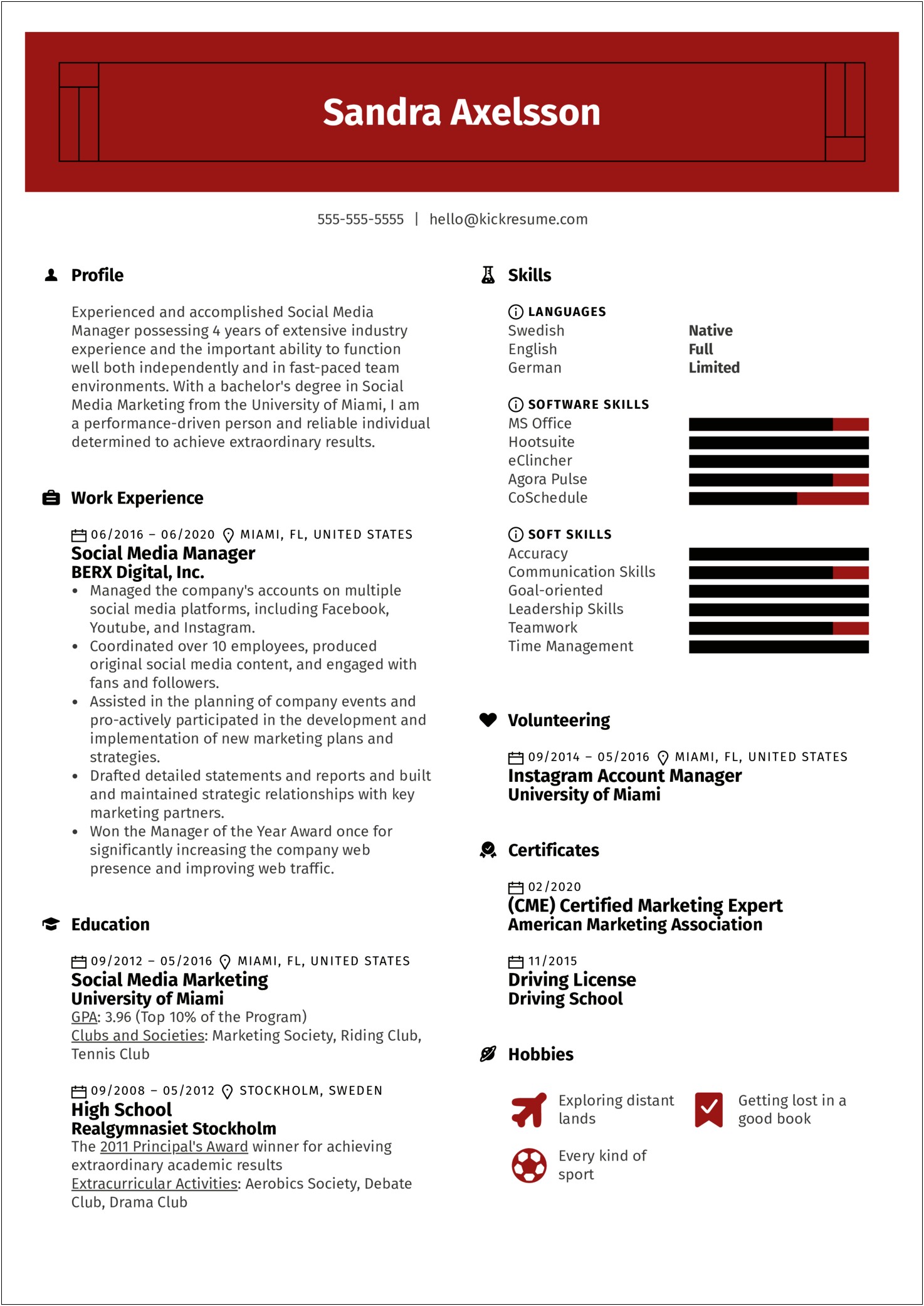 Social Media Account Manager Resume
