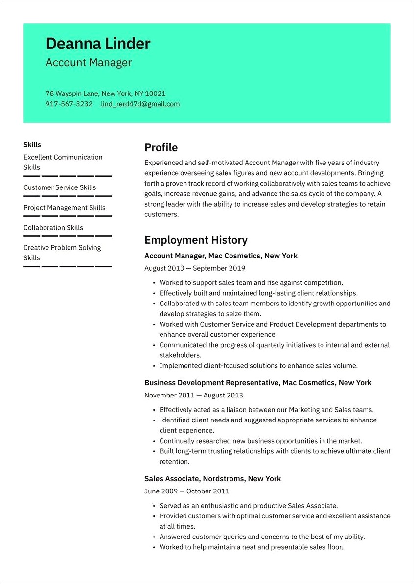 Software Account Manager Resume Sample