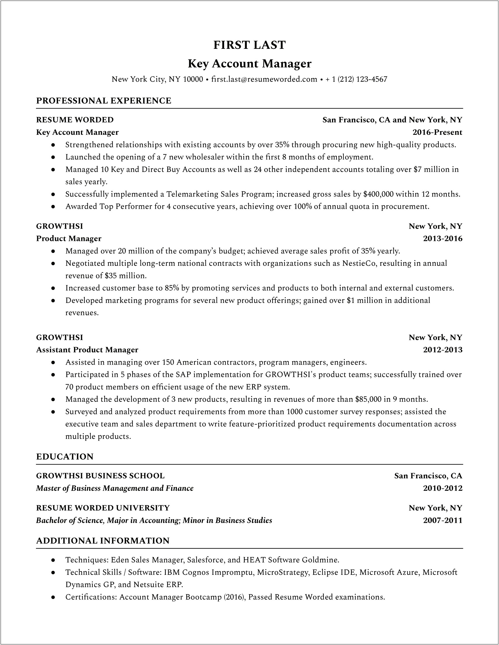 Software Account Manager Sample Resume