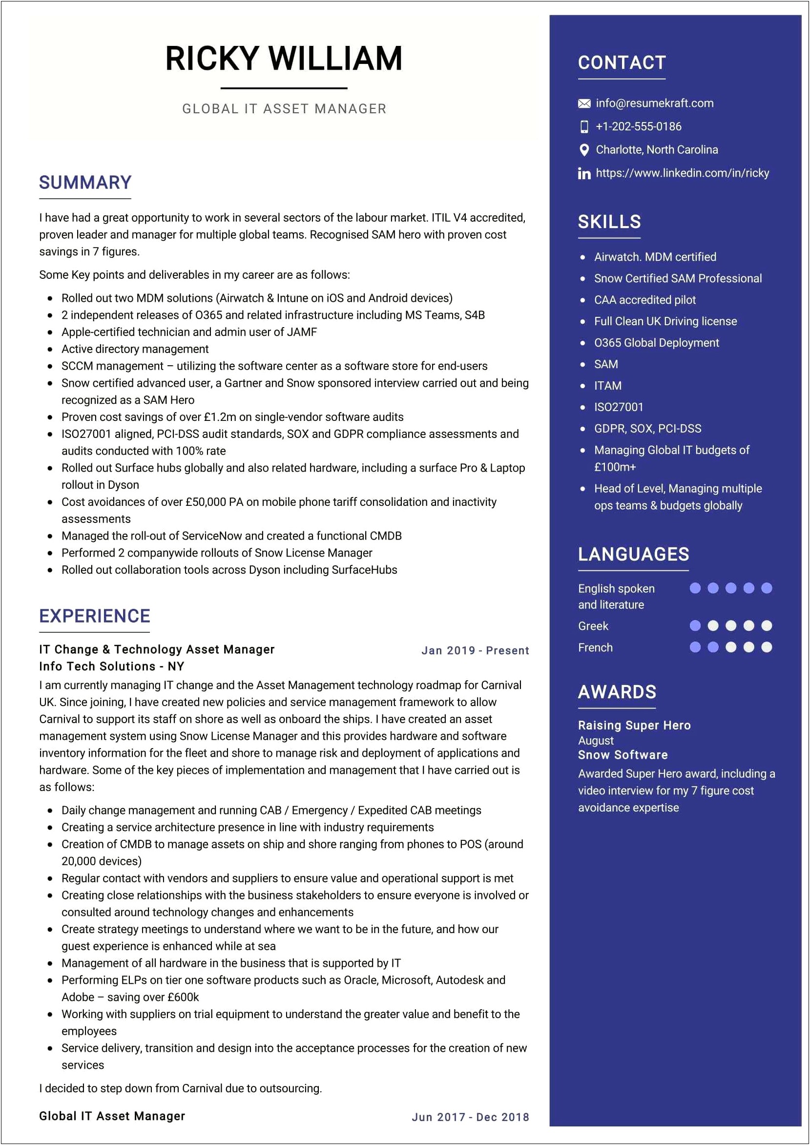 Software Asset Management Consultant Resume
