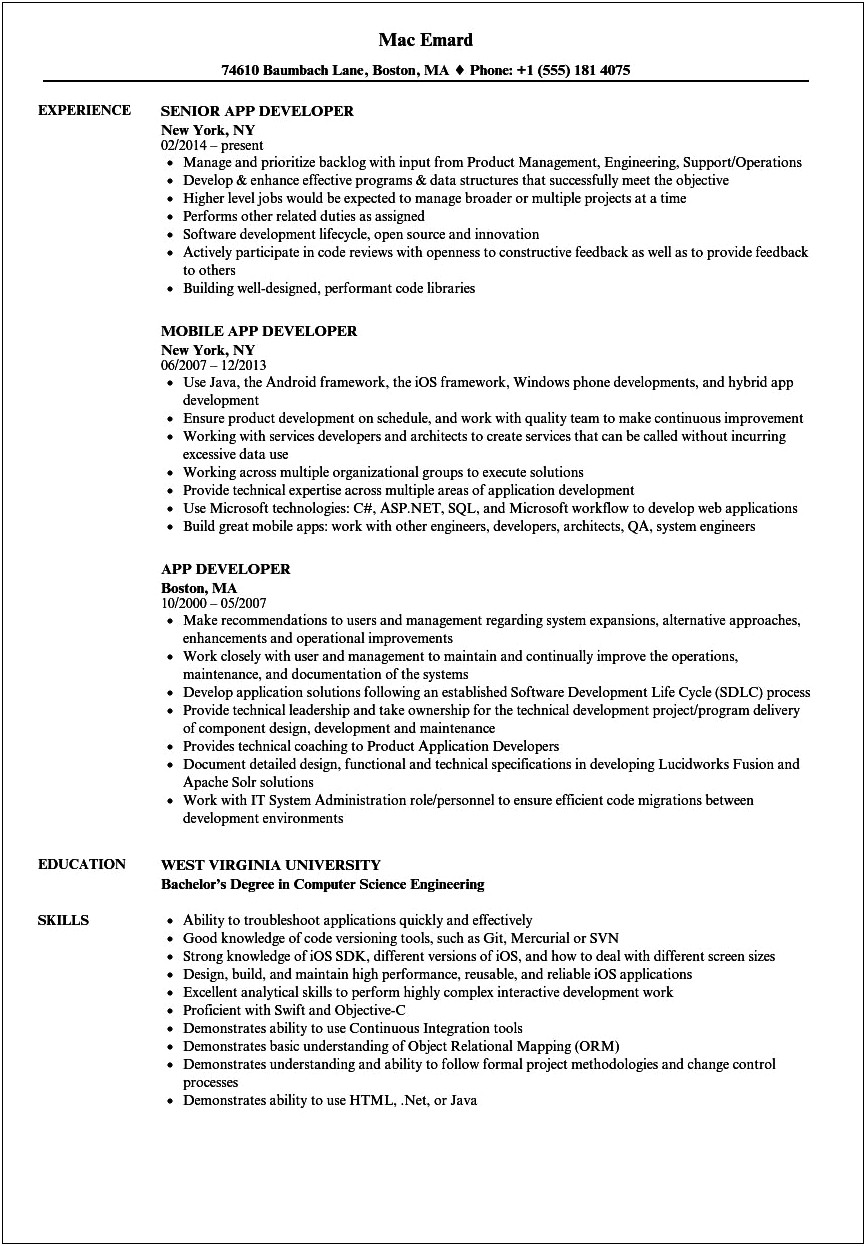 Software Development Manager Resume Examples