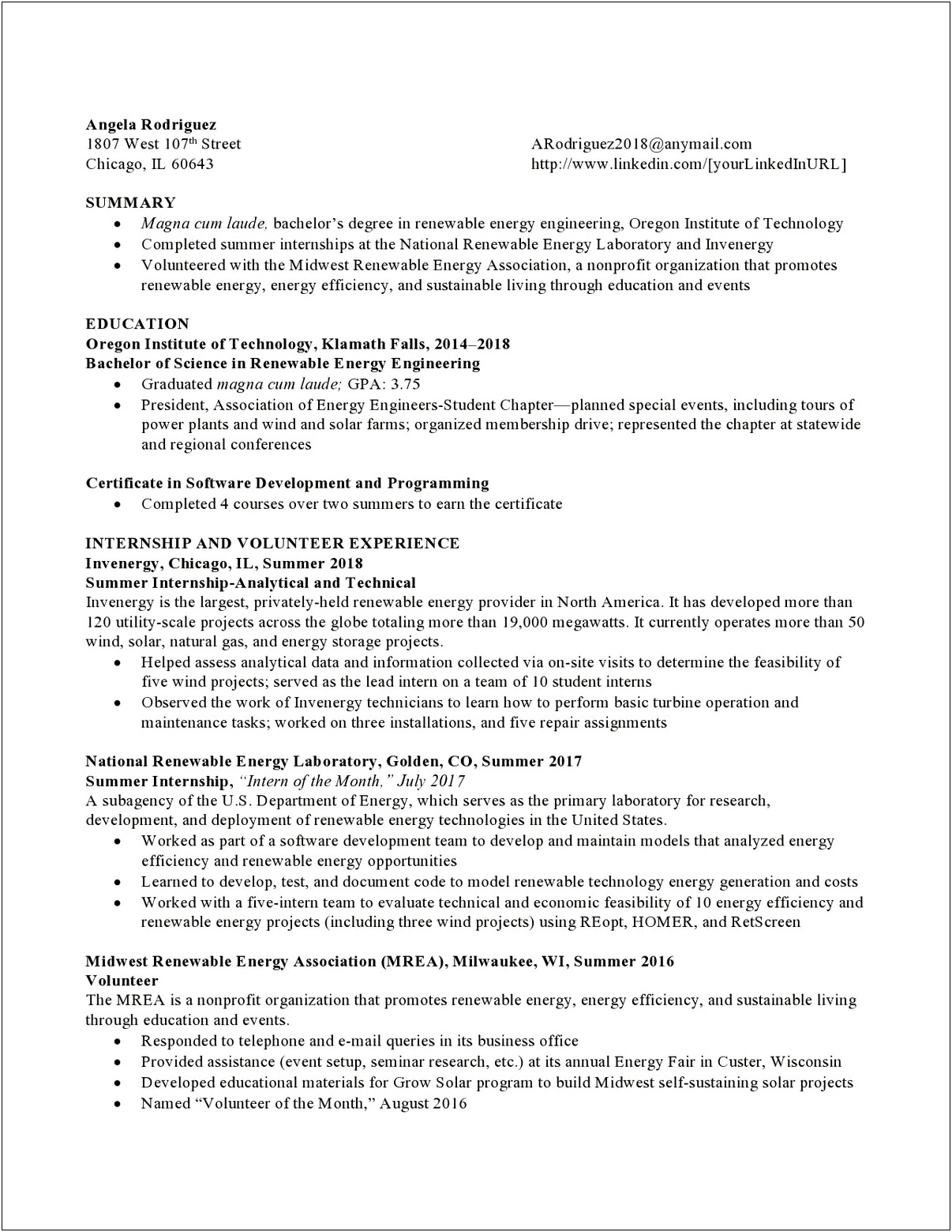 Software Engineer Resume Examples 2018