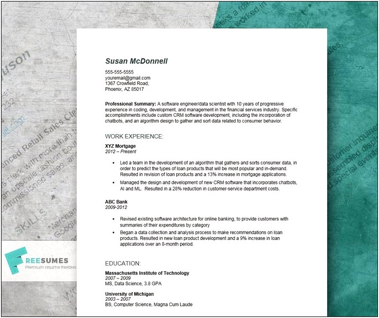 Software Engineer Resume Profile Examples