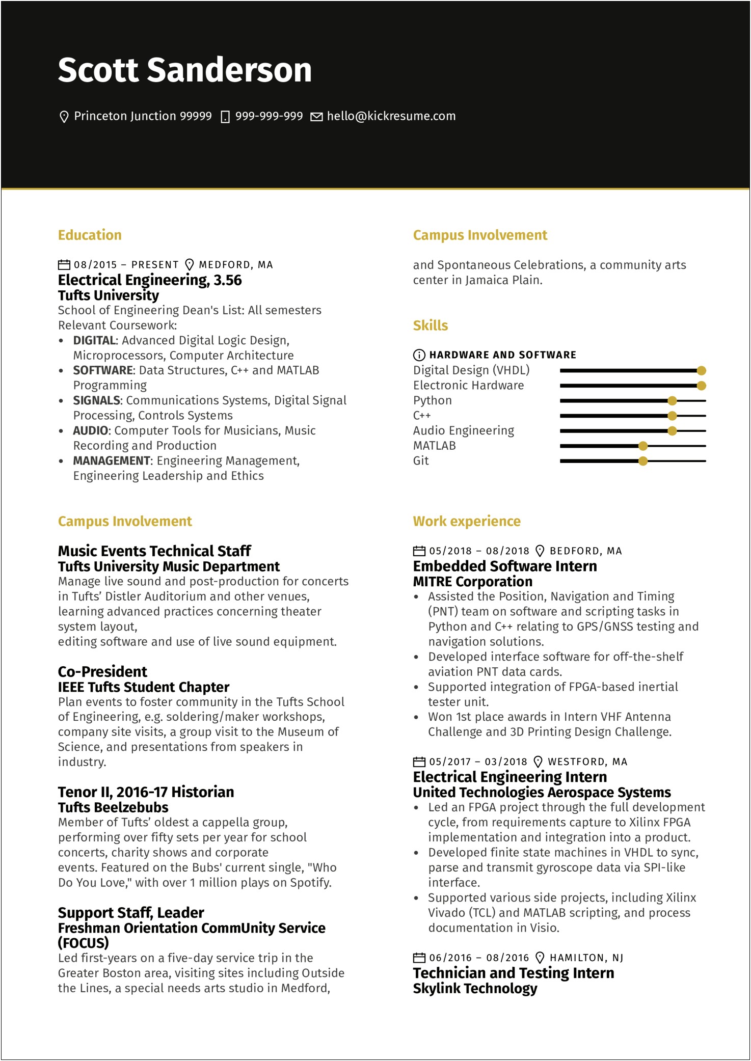 Software Engineer Student Resume Examples