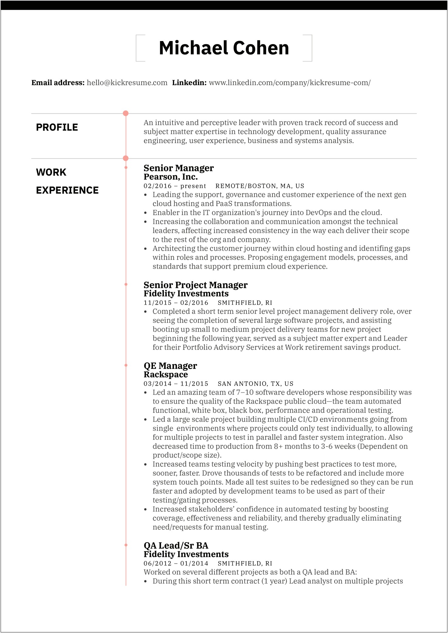 Software Qa Project Manager Resume