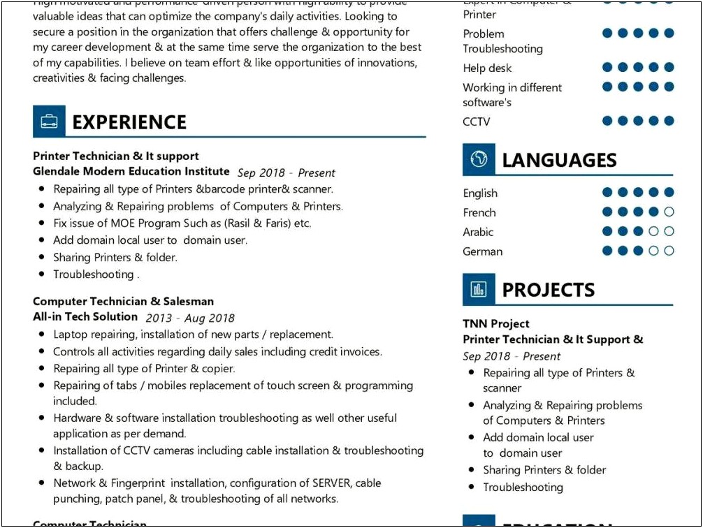 Software Technician Job Description Resume