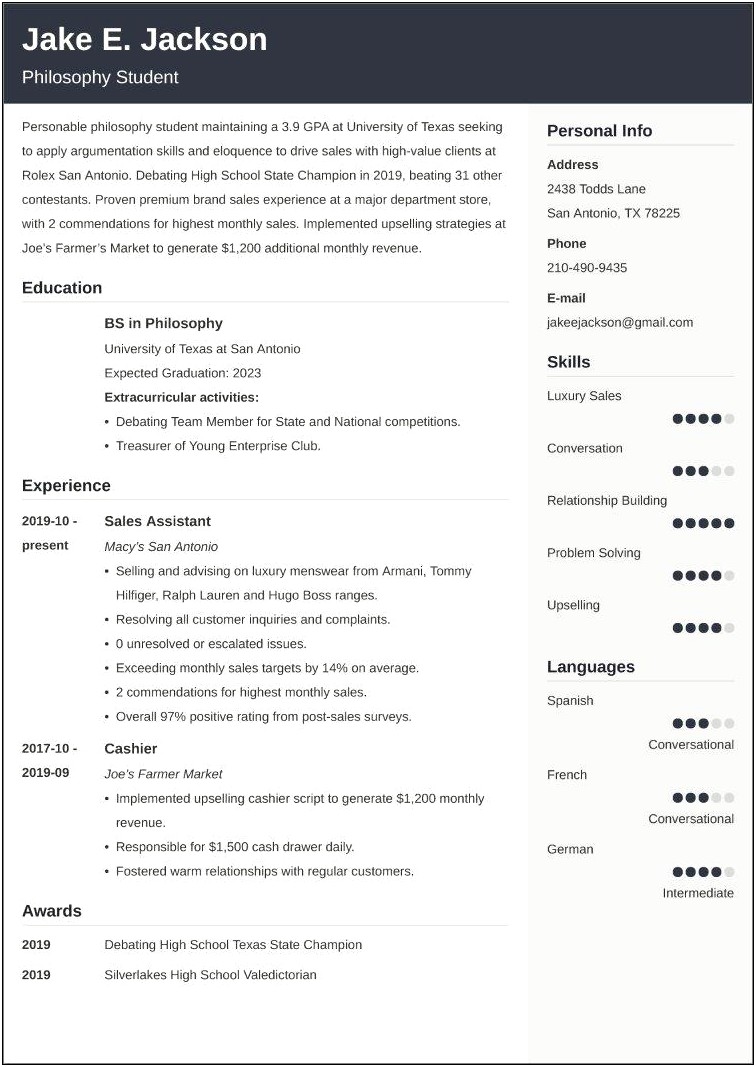 Some College On Resume Examples