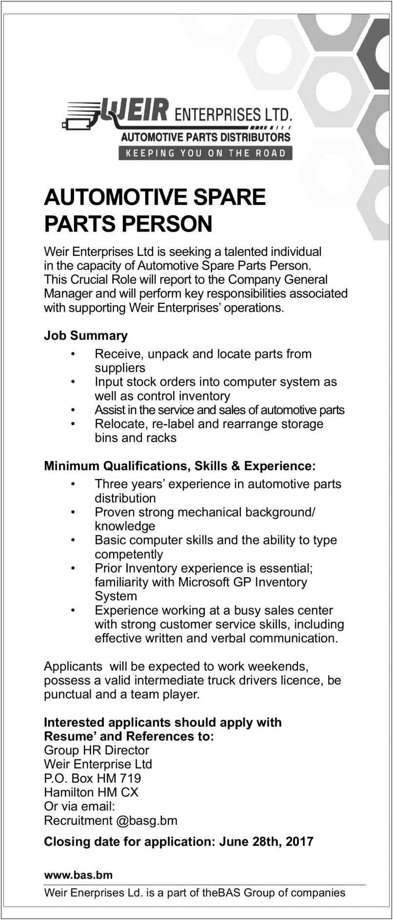 Spare Parts Manager Resume Pdf