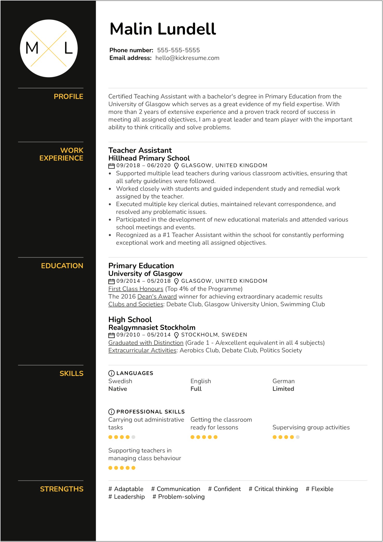 Special Education Assistant Sample Resume