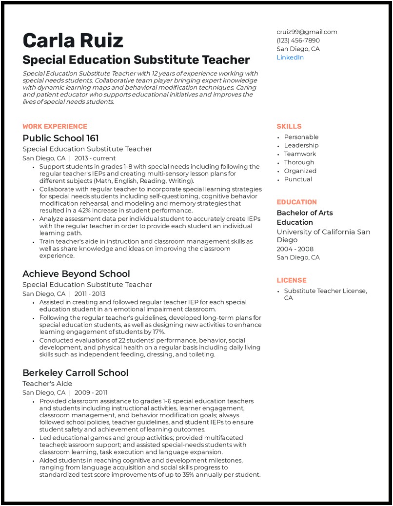 Special Education Teachers Resume Examples
