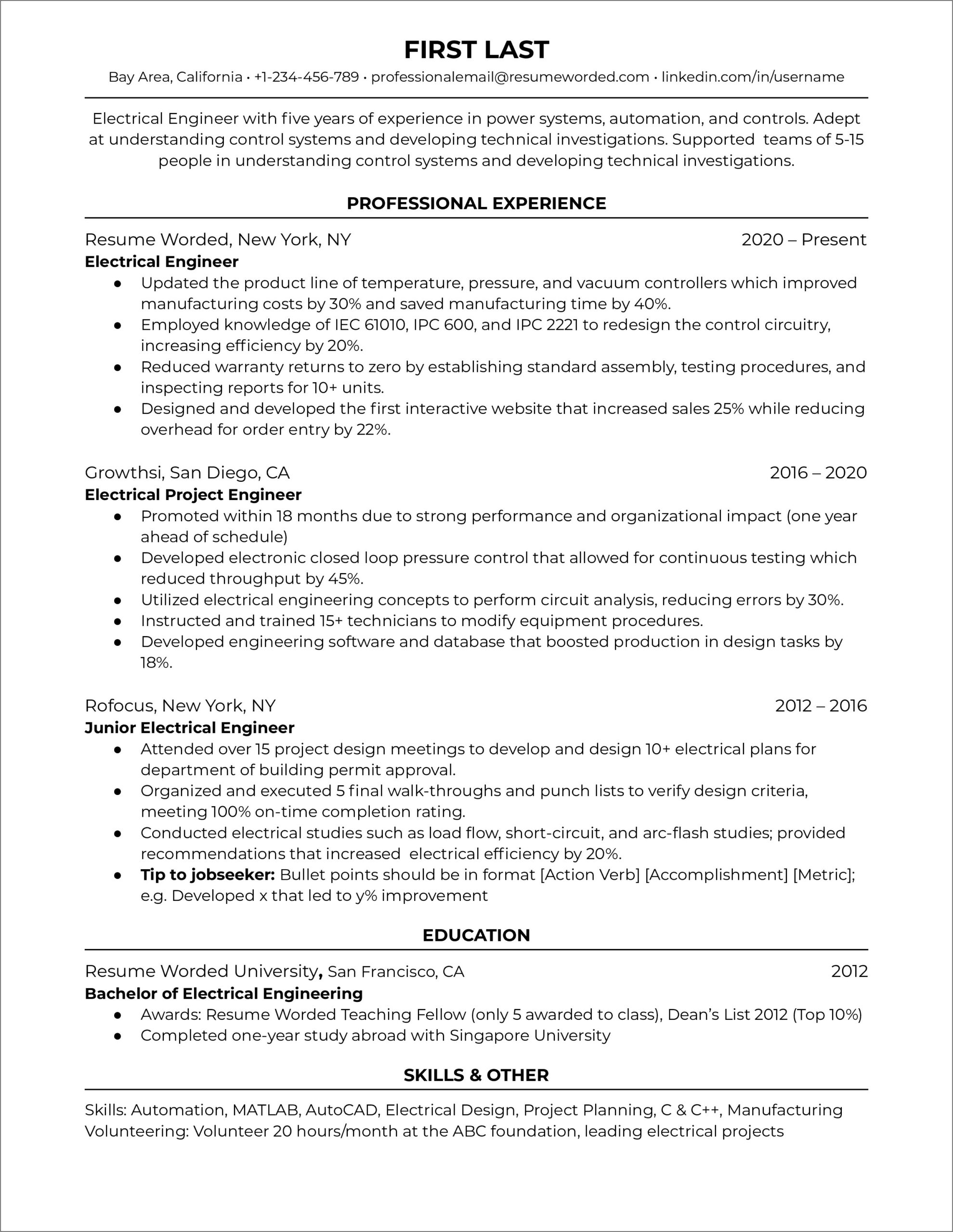 Special Skills For Engineering Resume
