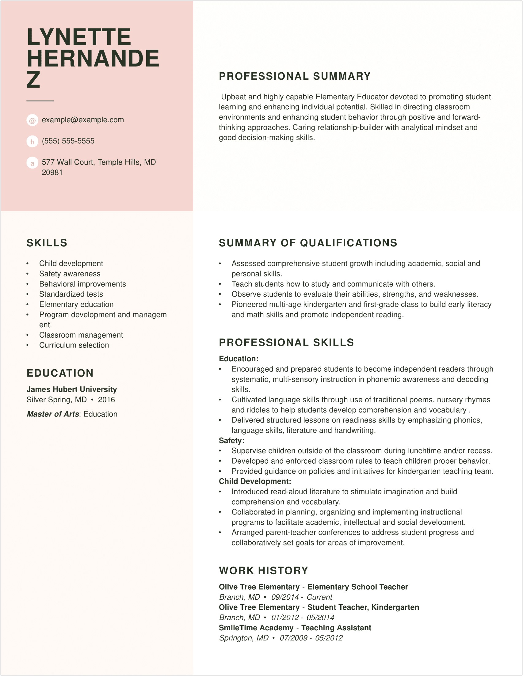 Specific Skills Area Resume Examples