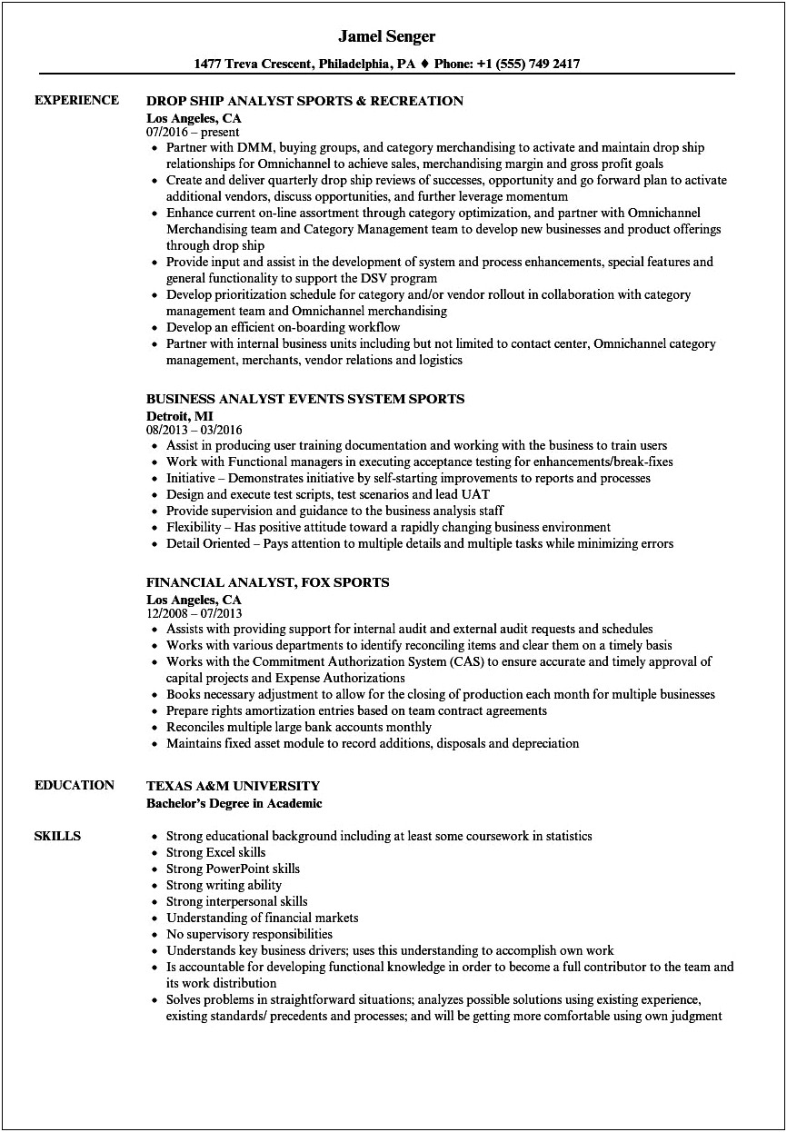 Sports Book Writer Resume Objective