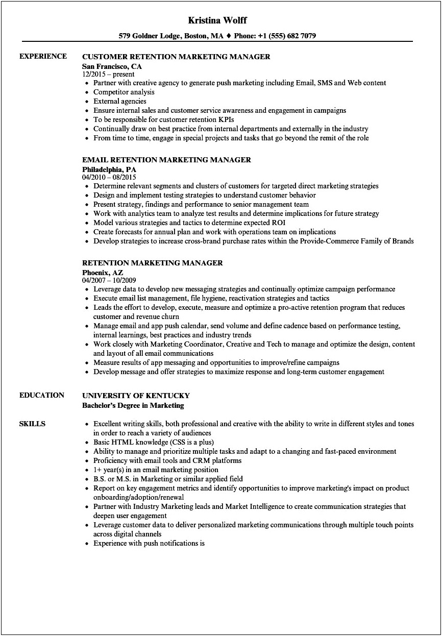 Sprint Retention Manager Resume Examples
